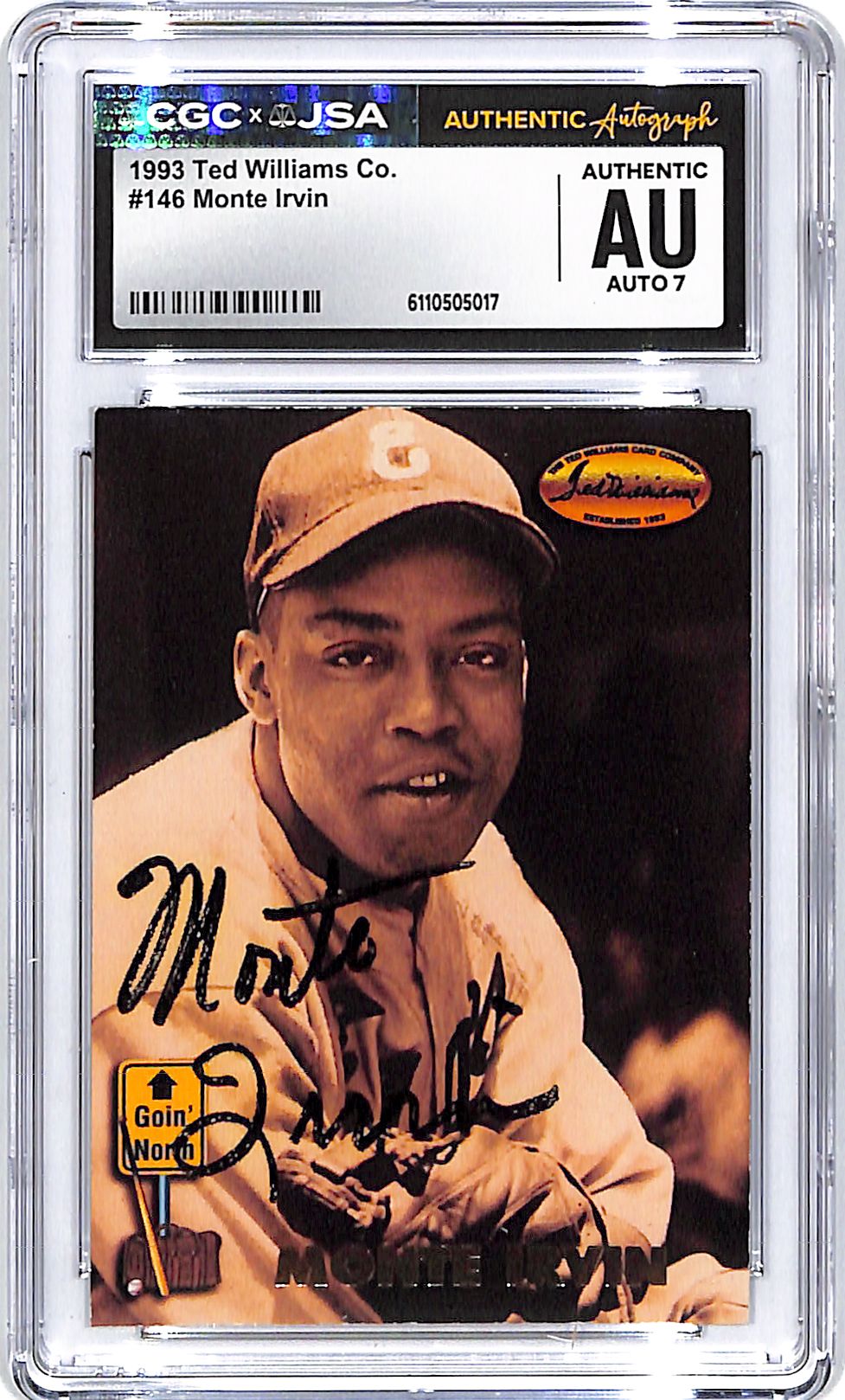 1993 Ted Williams Collection Monte Irvin Auto AutograpH CCG Authentic