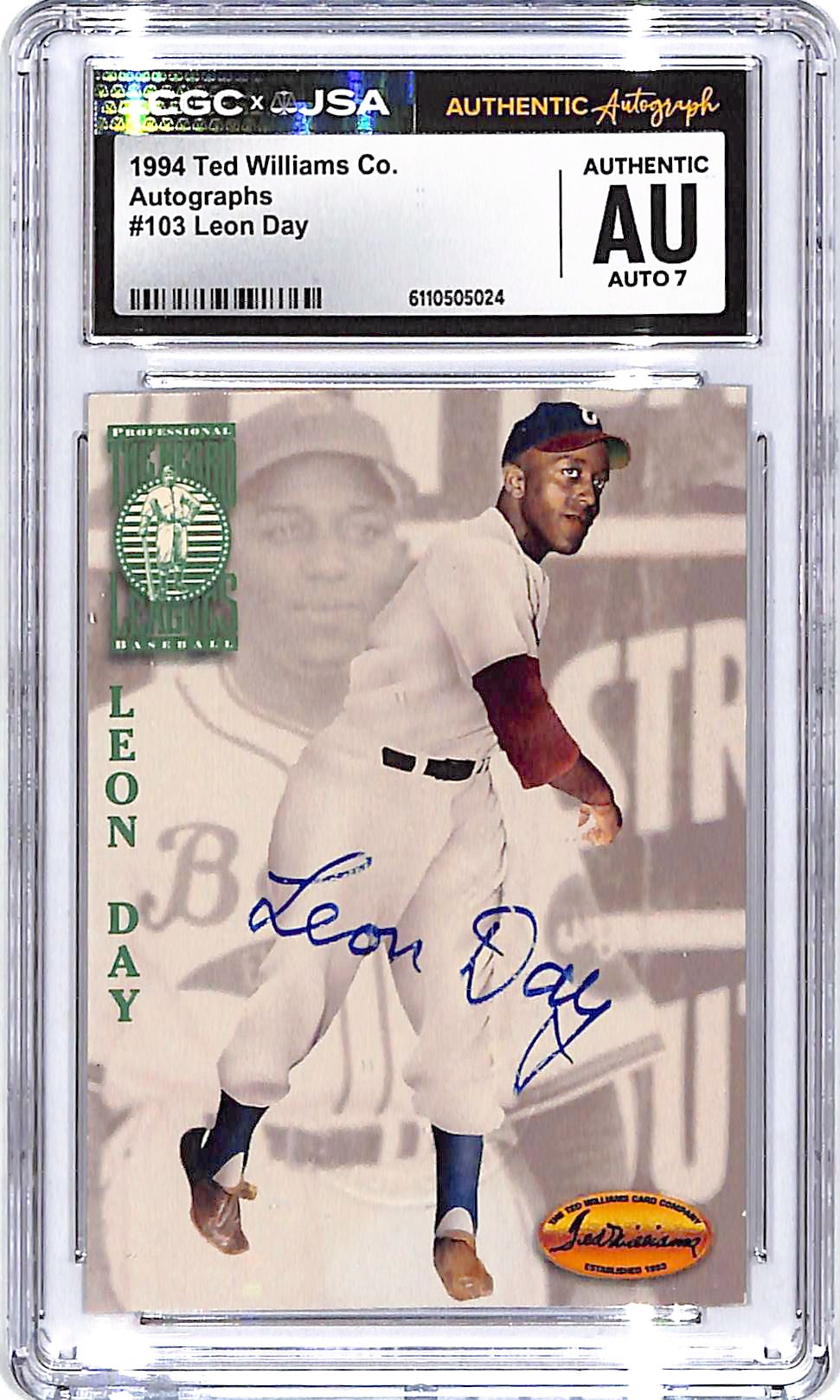 1994 Ted Williams Collection Leon Day Auto Autograph CGC Authentic