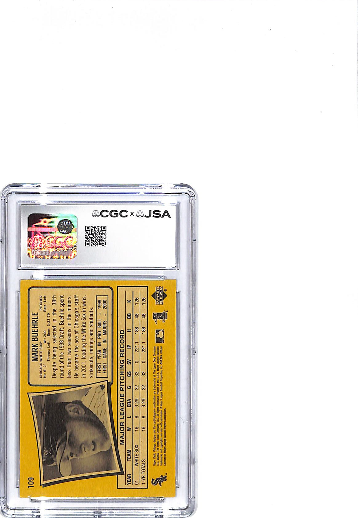 2002 Upper Deck Vintage Mark Buehrle Auto Autograph CGC Authentic