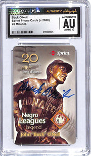 2000 Sprint Phone Cards Buck O'Neil 20 minutes Auto Autograph CGC Authentic