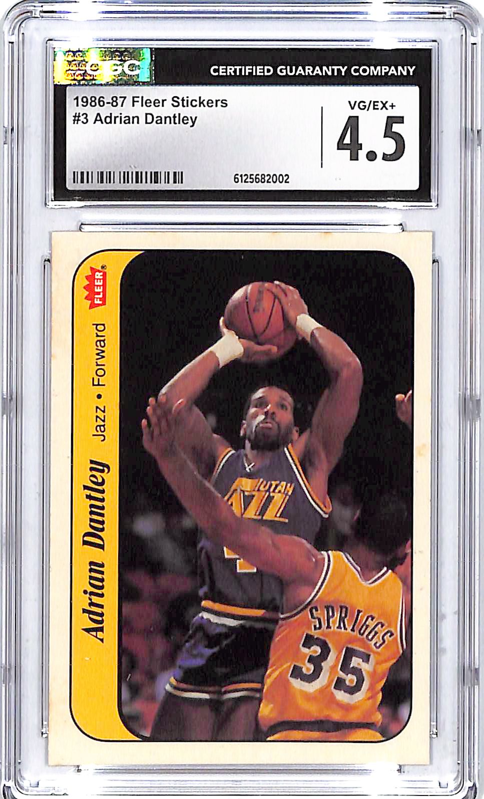 1986-87 Fleer Stickers Adrian Dantley #3 CGC 4.5 Jazz