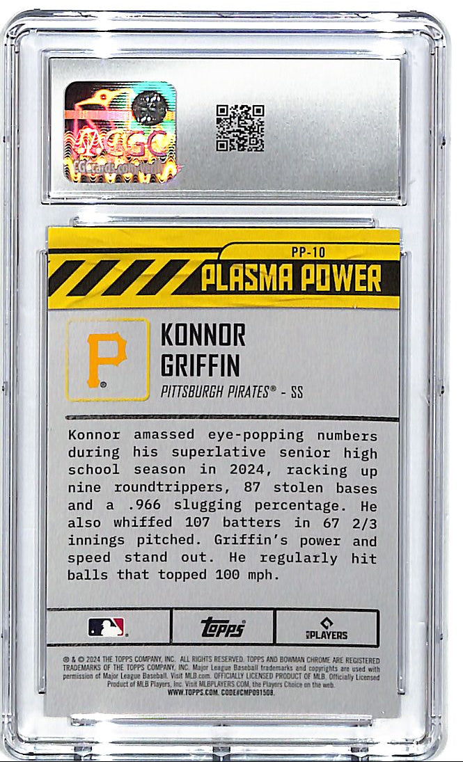 2024 Bowman Draft Chrome Konnor Griffin Plasma Power Rookie RC CGC 10 Pirates
