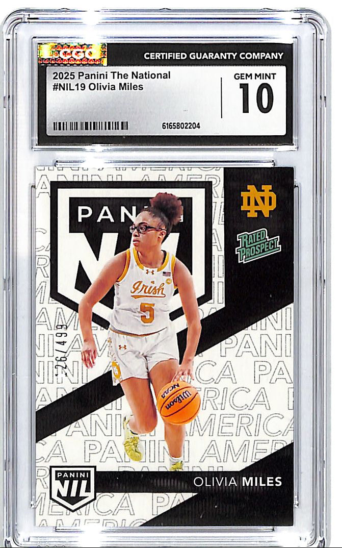 2025 Panini The National Olivia Miles Rookie RC Prospect /499 CGC 10 Notre Dame