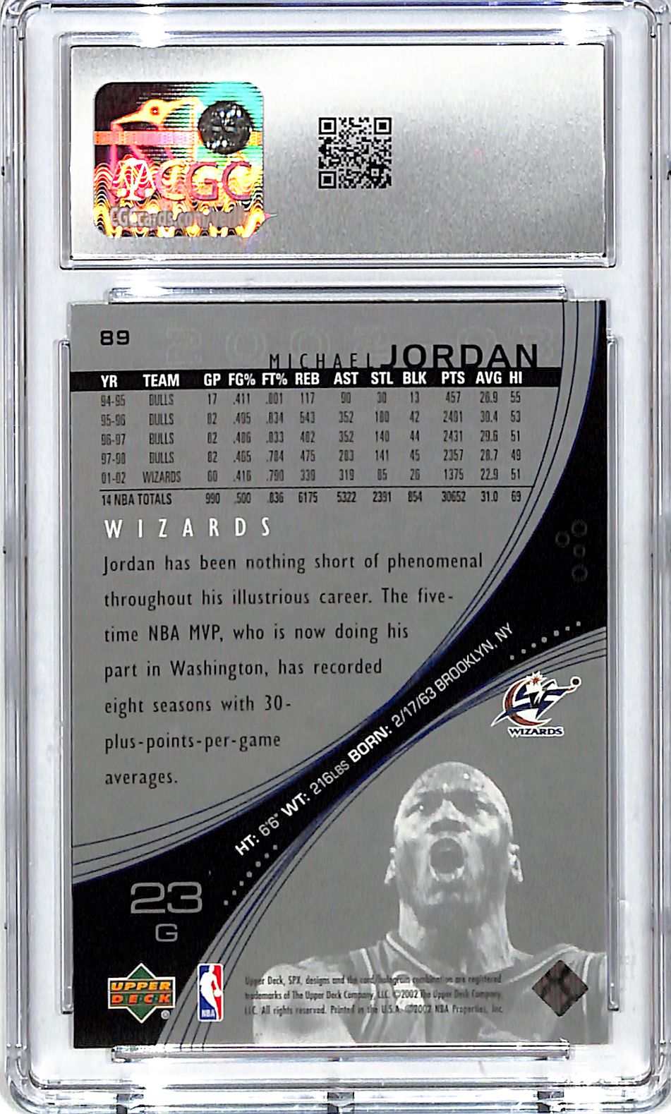 2002-03 SPx Michael Jordan #89 CGC 9 Wizards