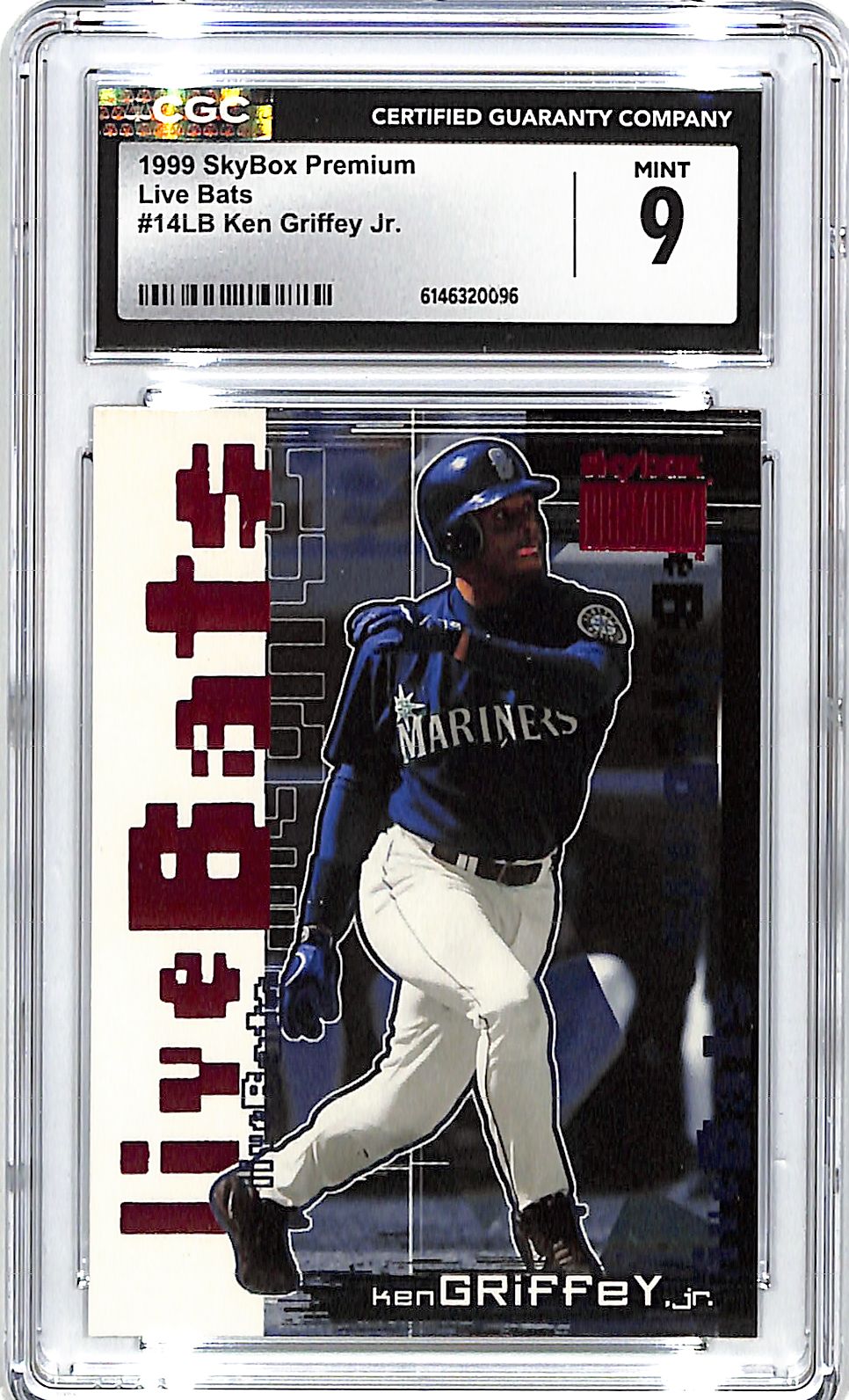 1999 Skybox Premium Ken Griffey Jr Live Bats CGC 9 Mariners