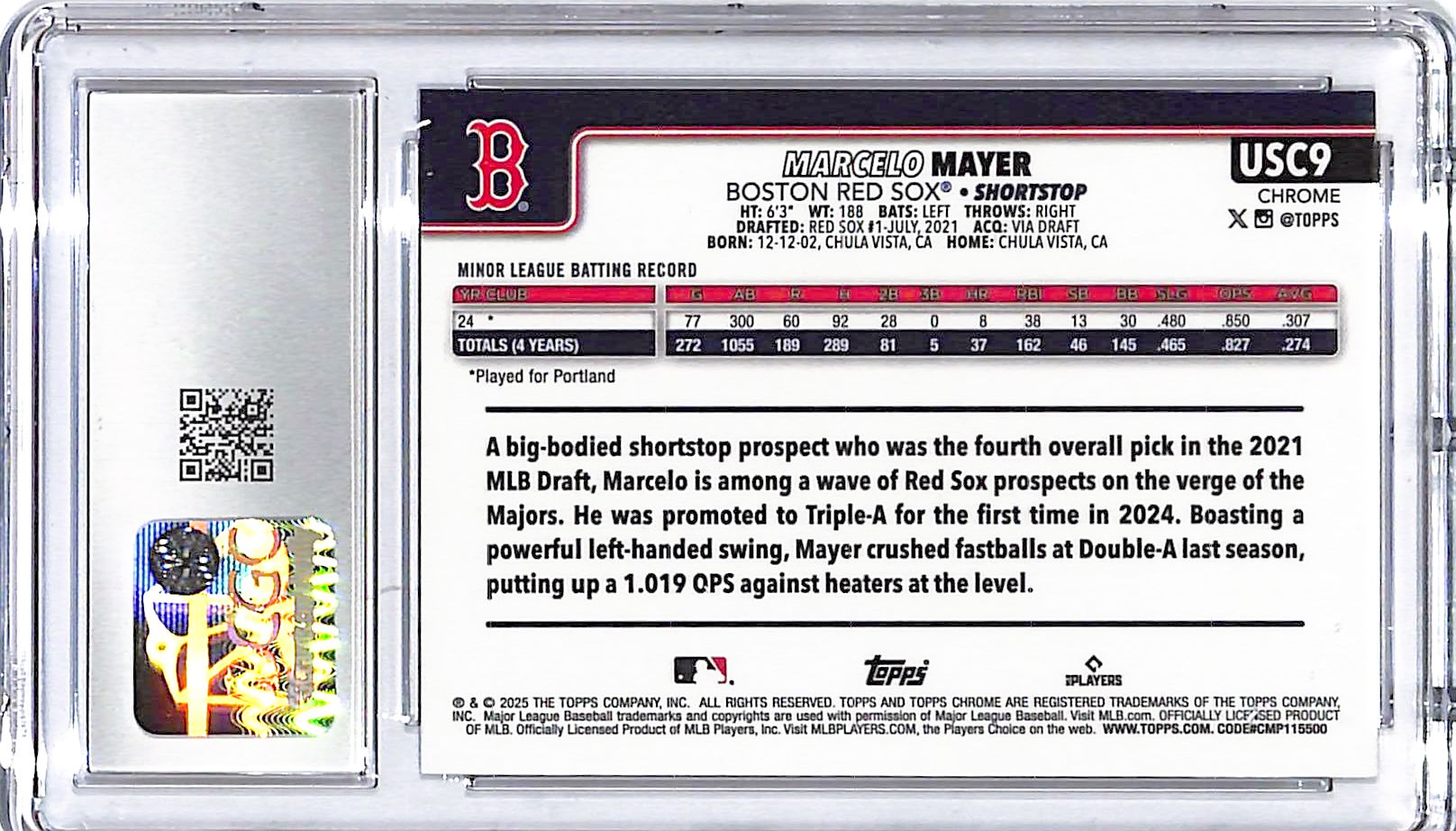 2025 Topps Chrome Update Marcelo Mayer Rookie RC RayWave Refractor CGC 10