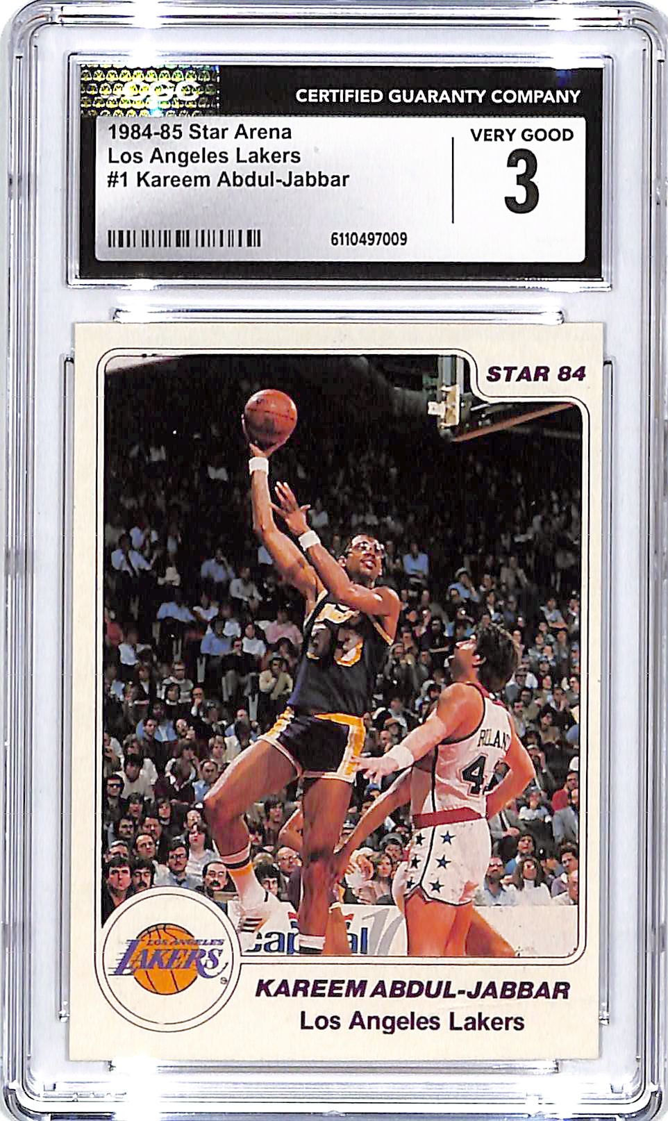 1984-85 Star Arena Kareem Adbul-Jabbar #1 Los Angeles Lakers CGC 3