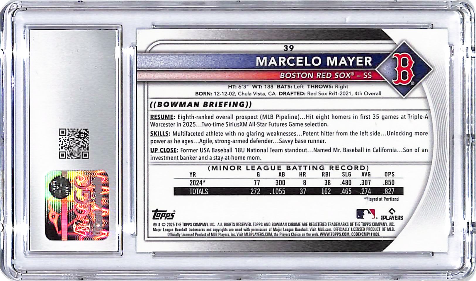 2025 Bowman Chrome Marcelo Mayer Mega Box Mojo Rookie RC Refractor CGC 10