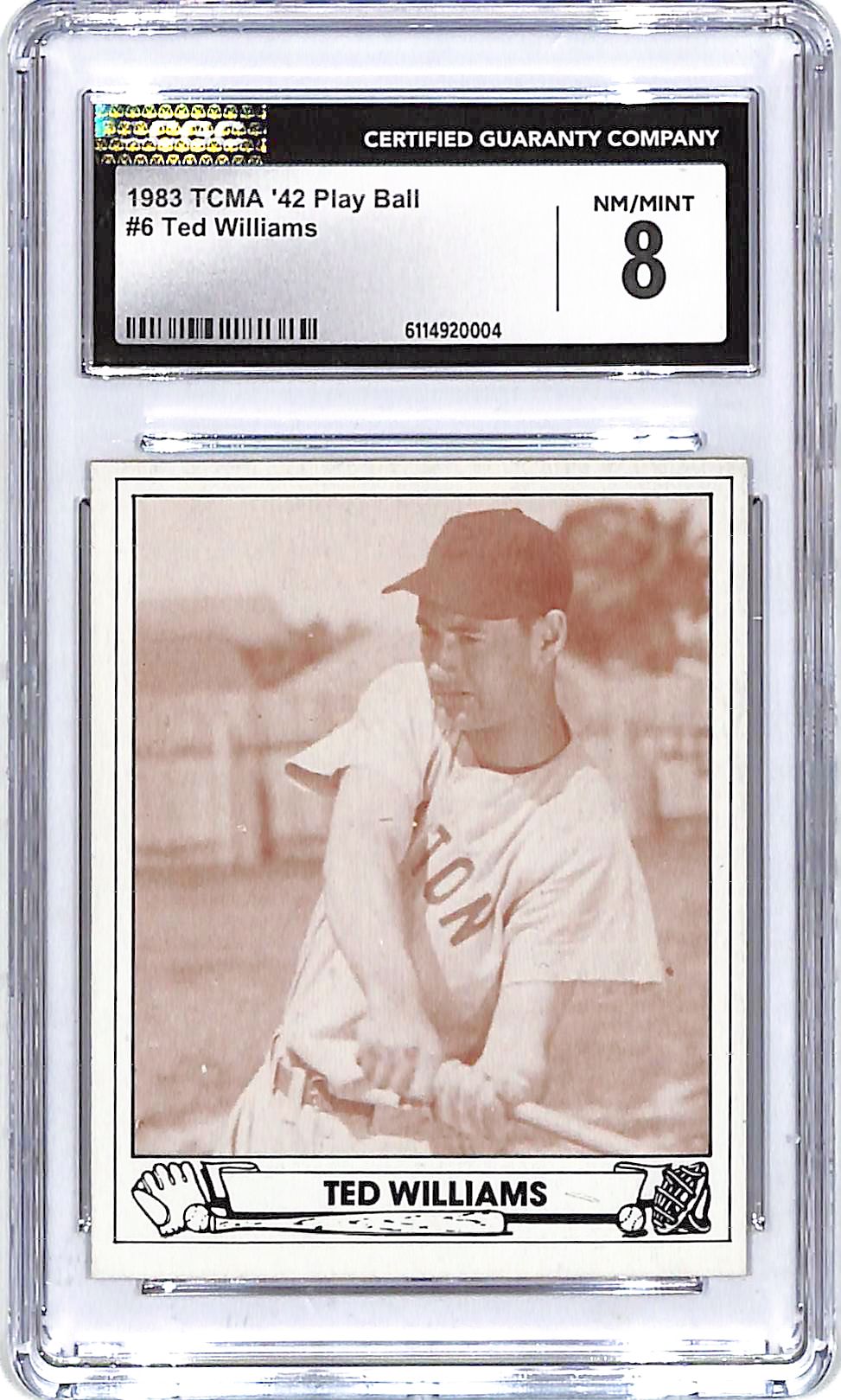 1983 TCMA 42 Play Ball Ted Williams #6 CGC 8 Red Sox