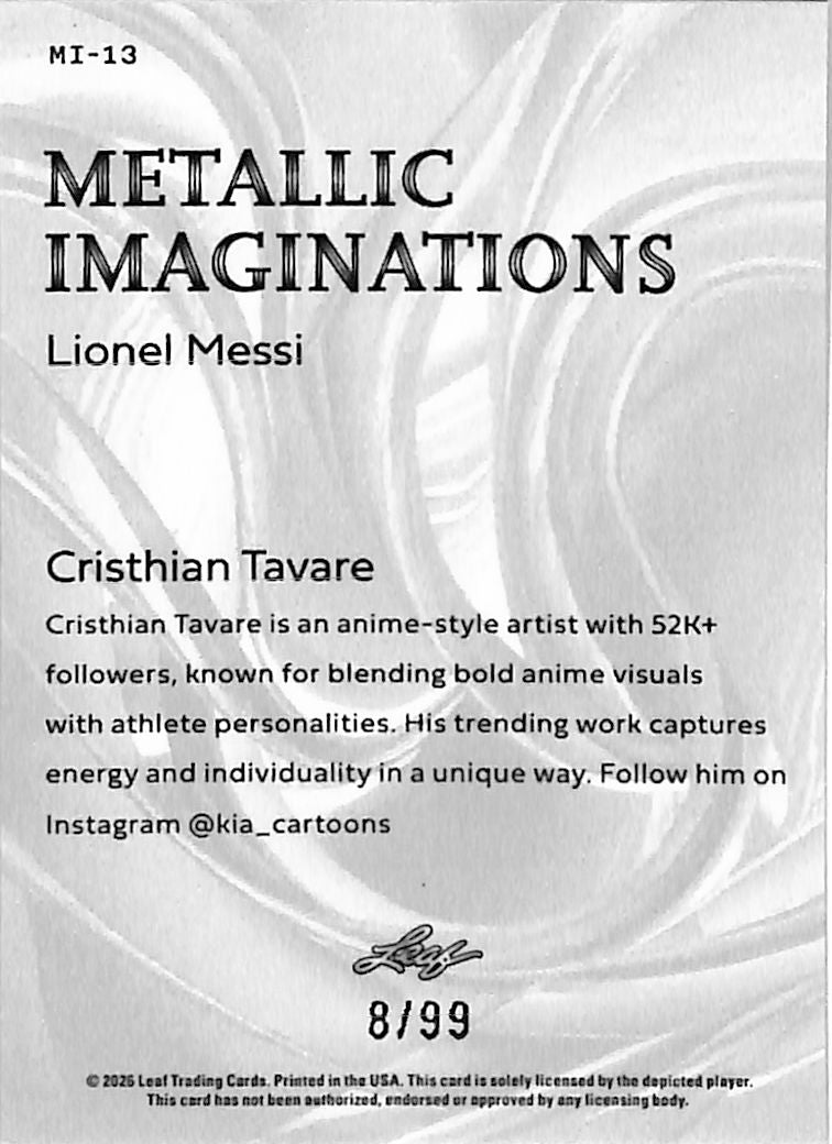 2026 Leaf Metallic Imaginations Lionel Messi #13 Gold /99 Argentina