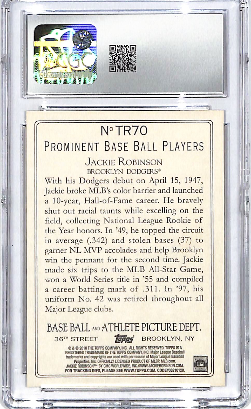 2010 Topps Turkey Red Jackie Robinson CGC 9.5 Dodgers