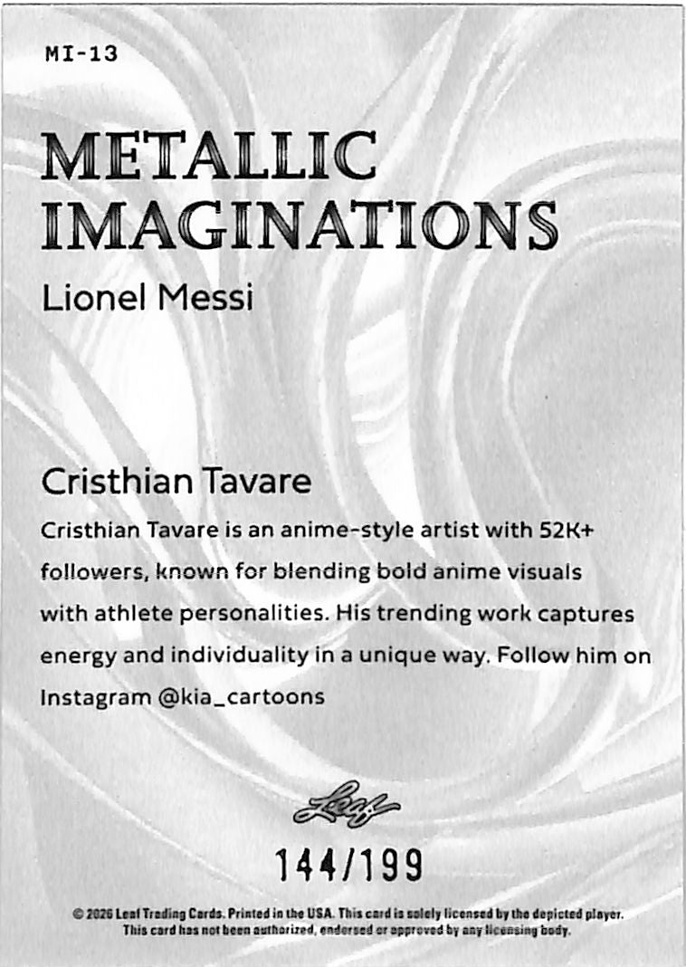 2026 Leaf Metallic Imaginations Lionel Messi #13 Red /199 Argentina
