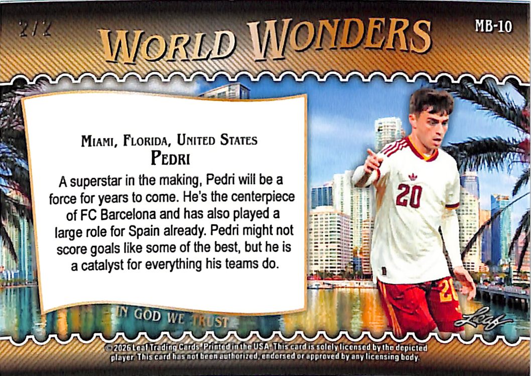 2026 Leaf World Wonders Pedri Gold Venal Superfractor /2 Spain