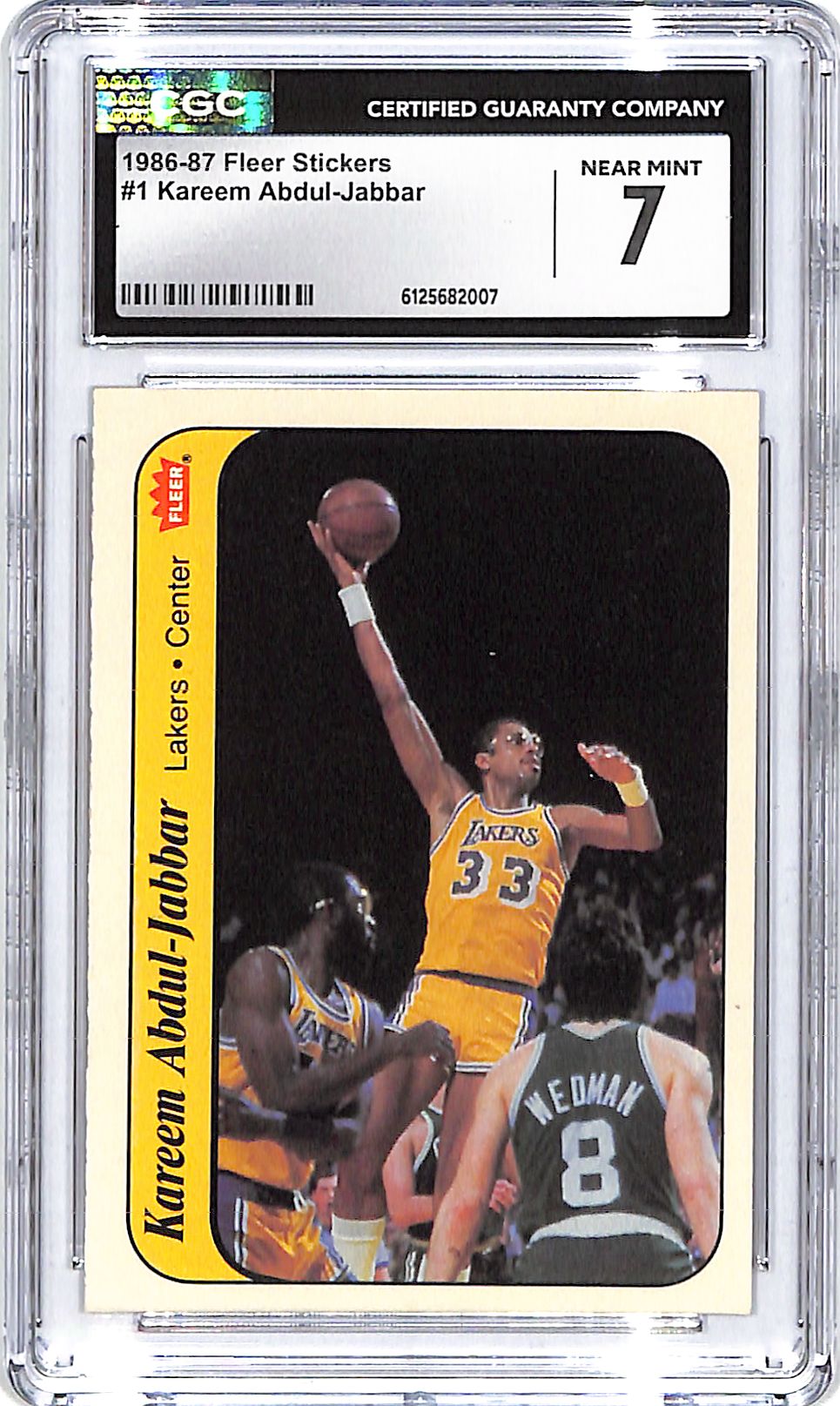 1986-87 Fleer Stickers Kareem Abdul-Jabbar #1 CGC 7 Lakers
