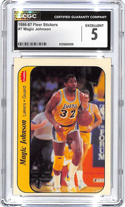 1986-87 Fleer Stickers Magic Johnson #7 CGC 5 Lakers