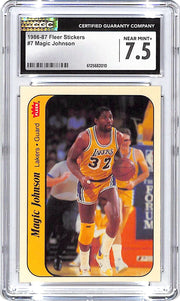 1986-87 Fleer Stickers Magic Johnson #7 CGC 7.5 Lakers