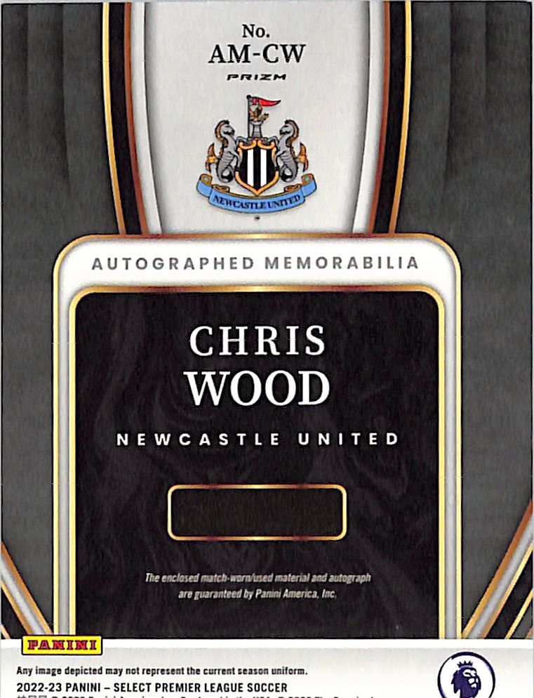 2022-23 Select Premier League Chris Wood Auto Autograph Patch Newcastle United