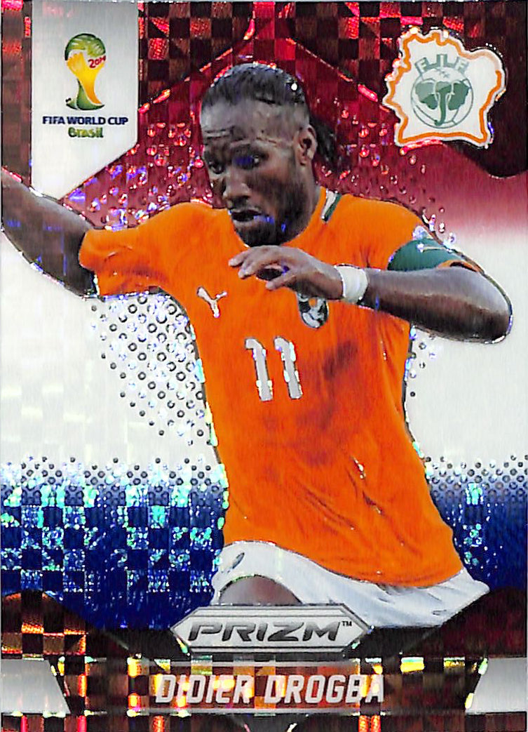2014 Prizm World Cup Didier Drogba Red White Blue Power Plaid #60 Ivory Coast