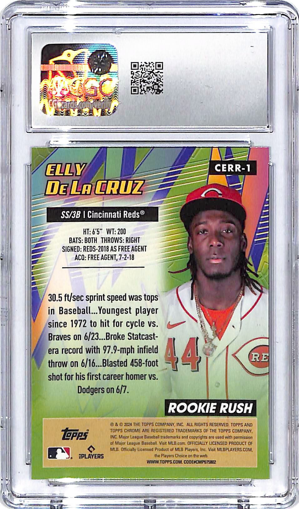 2024 Topps Chrome Elly De La Cruz All Etch Rookie Rush RC #1 CGC 10 Reds