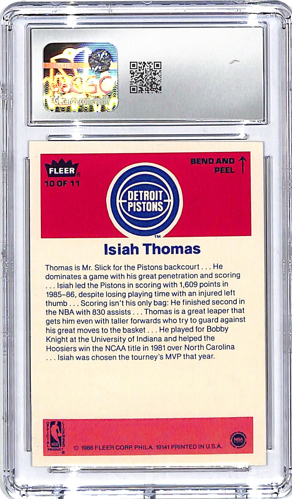 1986-87 Fleer Stickers Isiah Thomas #10 CGC 6.5 Pistons