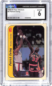 1986-87 Fleer Stickers Patrick Ewing #6 CGC 6 Knicks