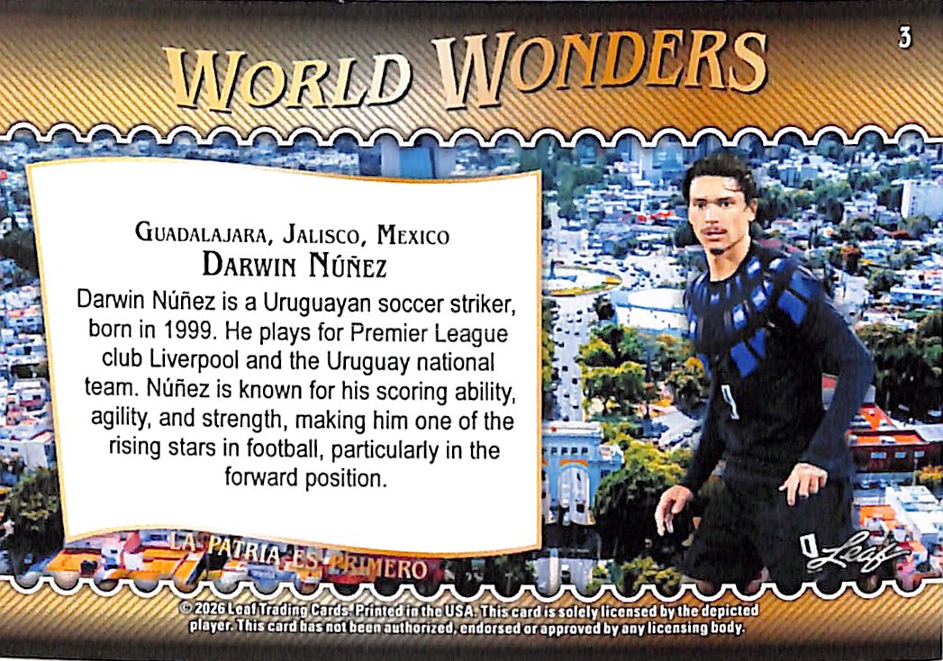 2026 Leaf World Wonders Darwin Nunez Red /5 Uruguay