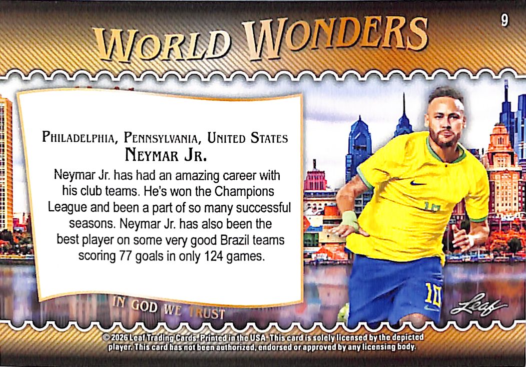 2026 Leaf World Wonders Neymar Jr Purple /25 Brazil