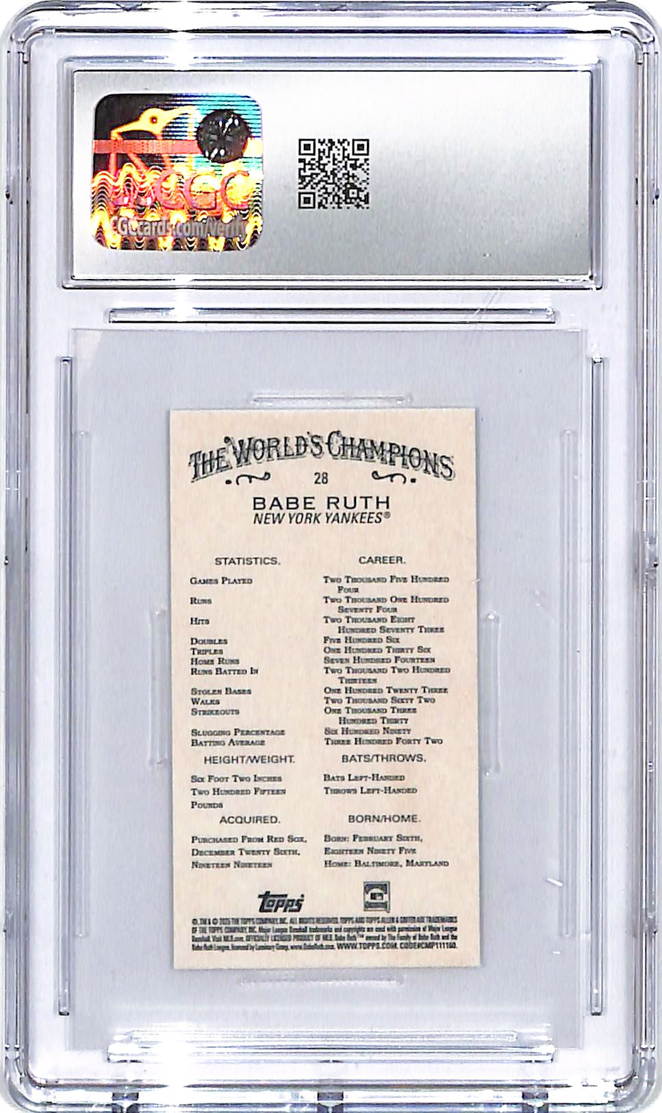 2025 Topps Allen and Ginter Babe Ruth Mini #28 CGC 9.5 Yankees