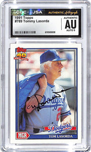 1991 Topps Tommy Lasorda Auto Autograph CGC Authentic Dodgers