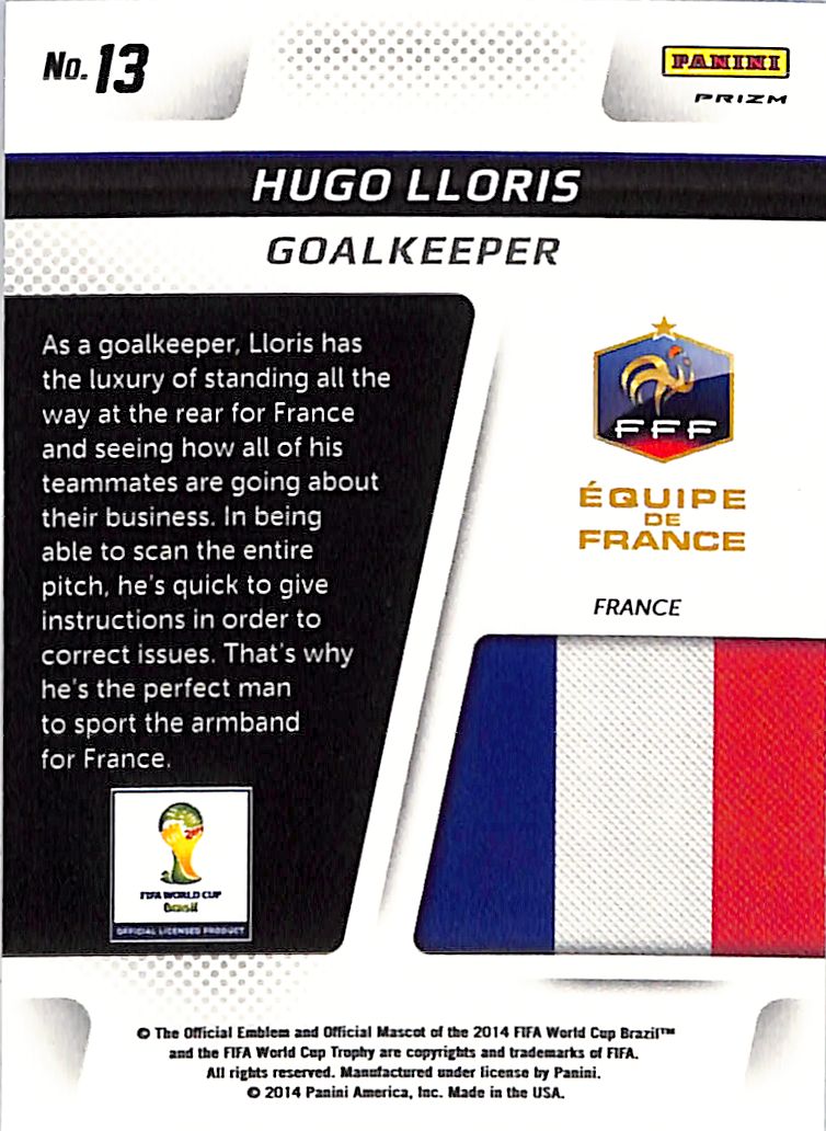 2014 Prizm World Cup Hugo Lloris Cup Captains Red White Blue Wave France