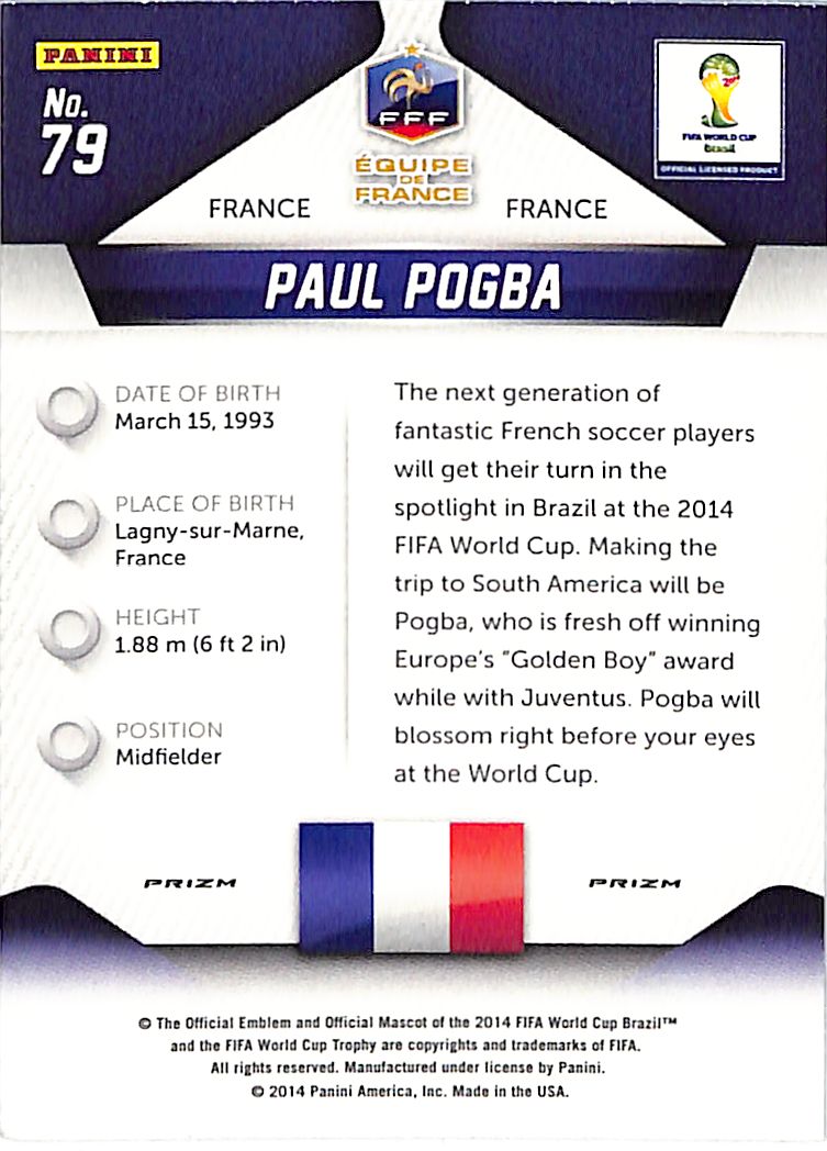 2014 Prizm World Cup Paul Pogba Silver Prizm #79 France