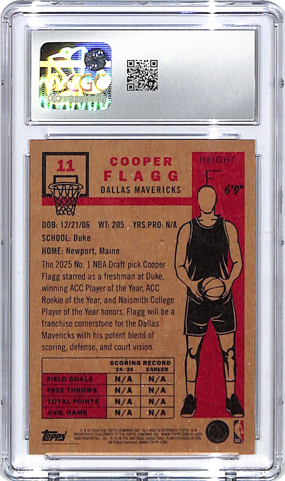 2025-26 Topps Living Set Cooper Flagg Rookie RC #11 CGC 10 Mavericks