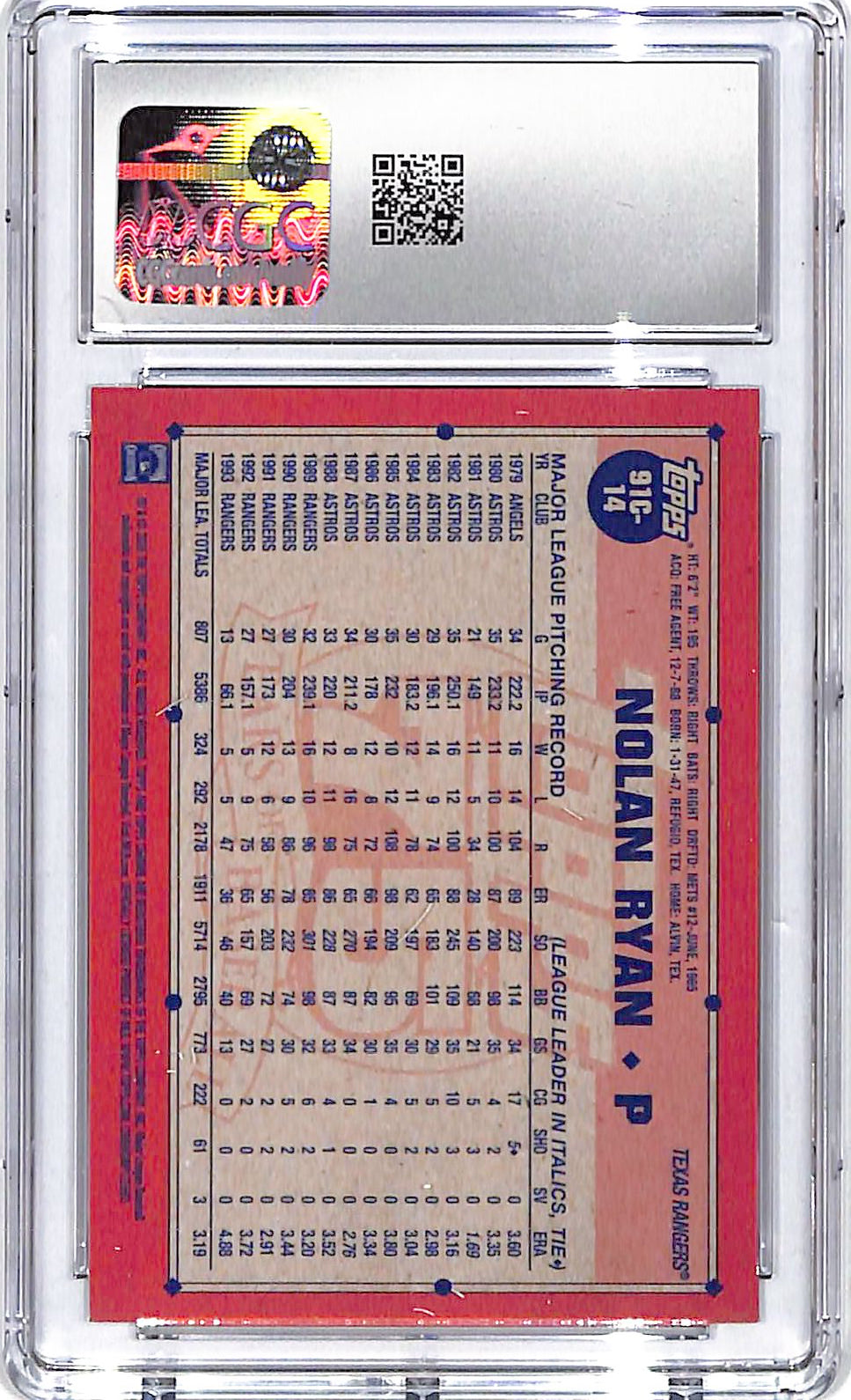 2026 Topps Nolan Ryan Silver Pack #14 CGC 10 Rangers