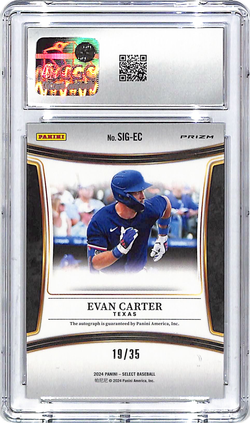 2024 Select Evan Carter Signatures Auto Autograph Purple Rookie /35 CGC 9.5