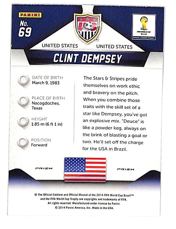 2014 Prizm World Cup Clint Dempsey Red White Blue Wave #69 USA