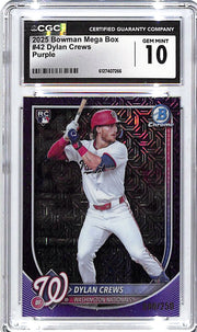 2025 Bowman Chrome Dylan Crews Mega Box Mojo Purple Rookie Refractor /250 CGC 10