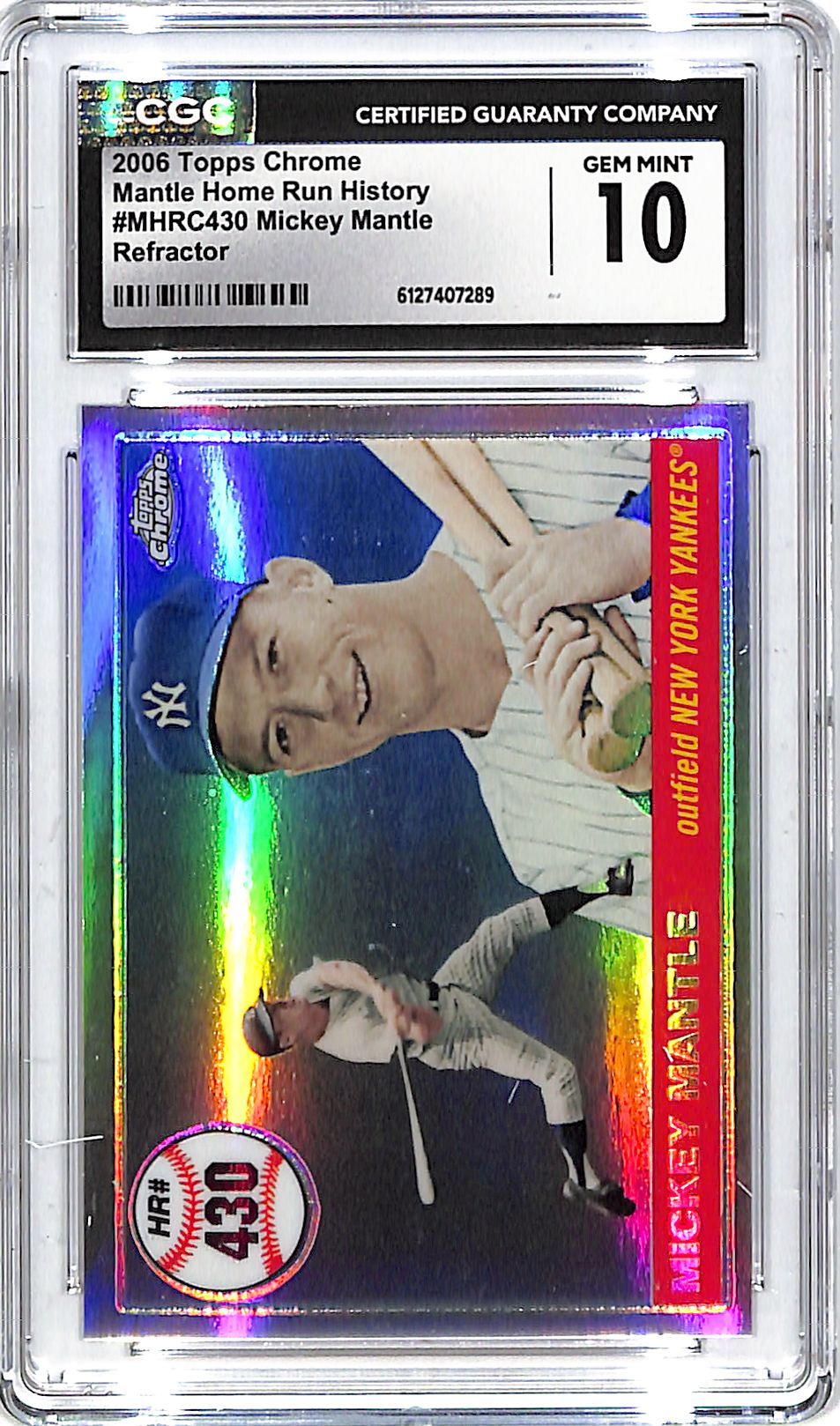 2006 Topps Chrome Mickey Mantle Home Run History Refractor /400 CGC 10 Yankees